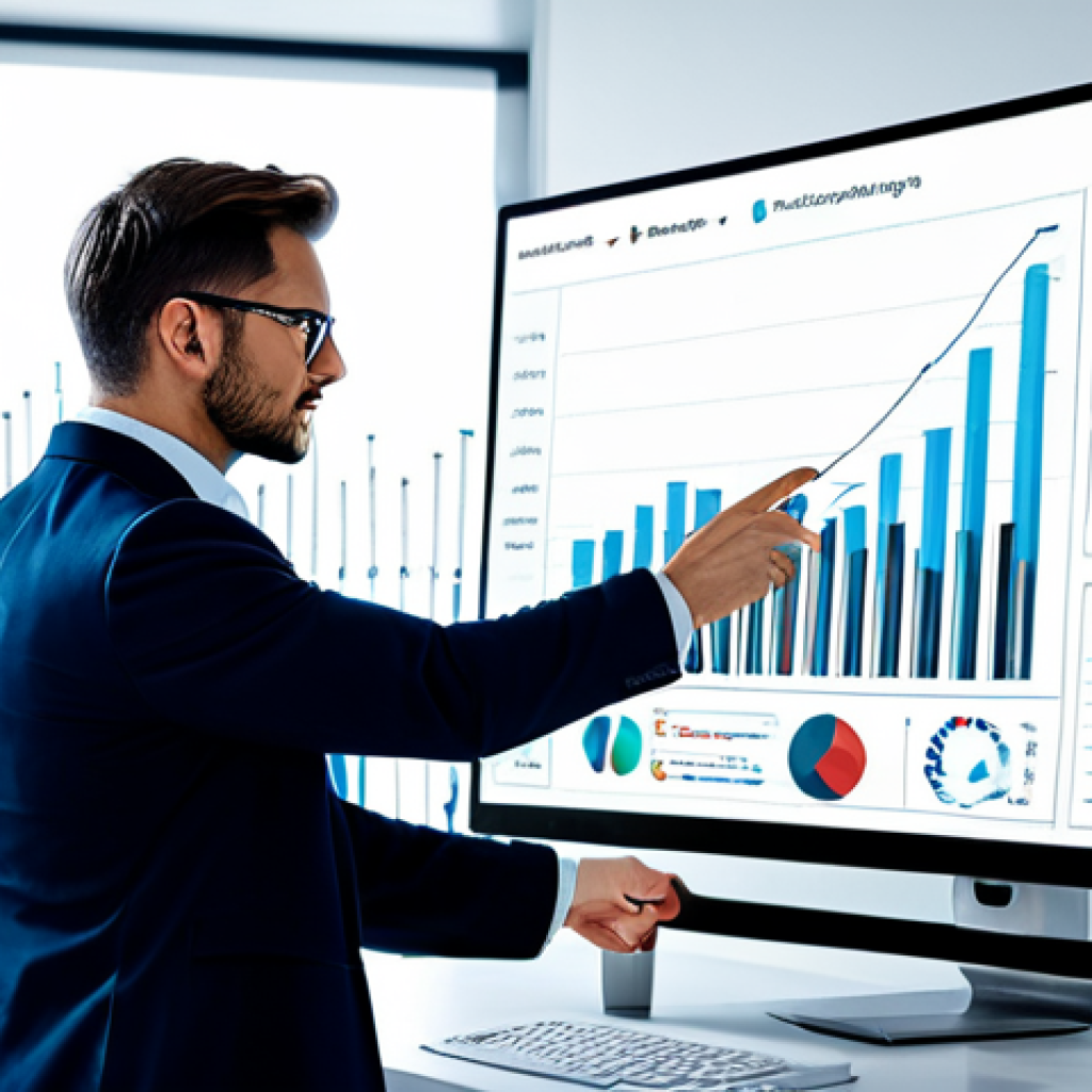 Data-Driven Marketing Strategy**
"A marketing manager, fully clothed in professional attire, analyzing data dashboards on a large monitor in a modern office, surrounded by graphs and charts, appropriate content, safe for work, perfect anatomy, natural proportions, professional, high quality."
**