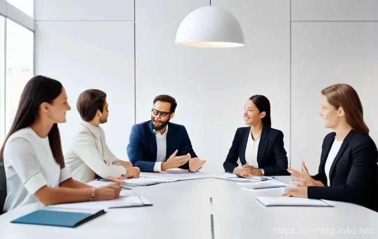 마케팅관리사 자격증 취득 후 회의 진행 스킬 - **Preparation and Clear Objectives:**
    "A diverse team of 6-8 professionals, dressed in contempor...