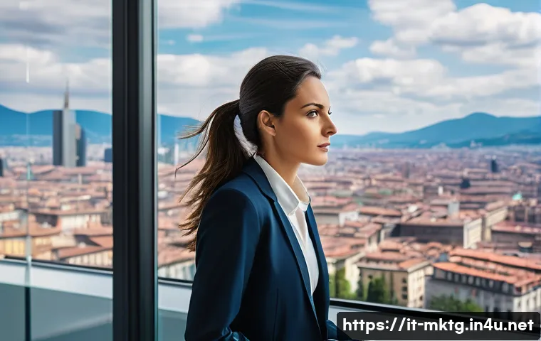 마케팅관리사 시험 난이도 상승 추세 분석 - **Prompt:** A focused, modern Italian woman in her late 20s, dressed in smart business casual attire...