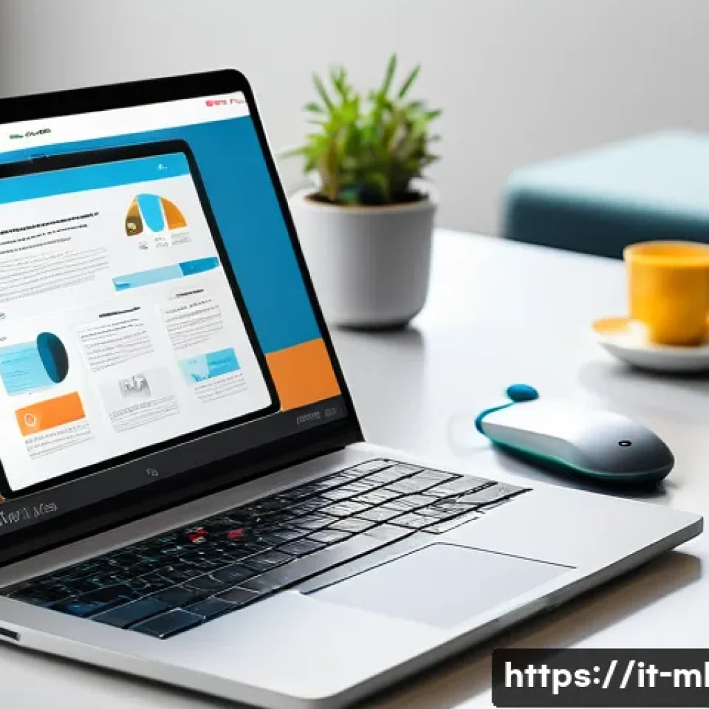 마케팅관리사 관련 취업 포트폴리오 구성법 - A modern, sleek digital marketing portfolio webpage displayed on a high-resolution laptop screen, fe...