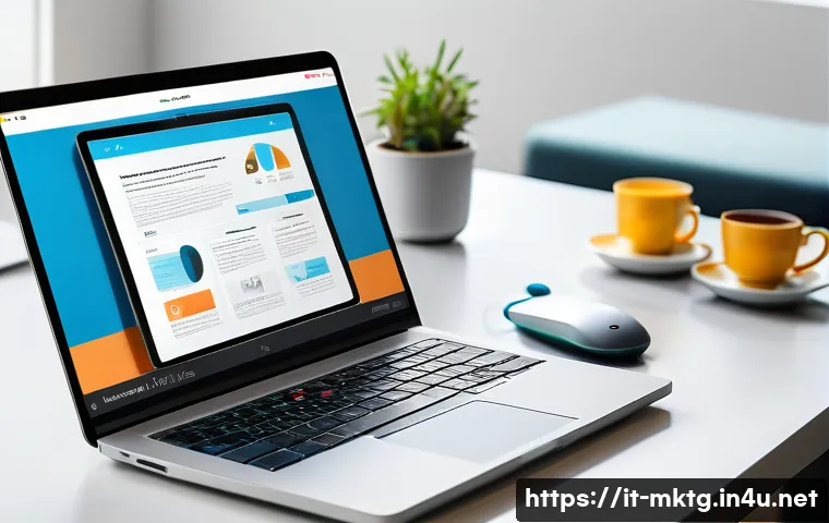 마케팅관리사 관련 취업 포트폴리오 구성법 - A modern, sleek digital marketing portfolio webpage displayed on a high-resolution laptop screen, fe...