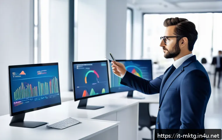 마케팅관리사 자격증 취득 후 직장 만족도 변화 - A confident Italian marketing manager in a modern office environment, dressed in smart business atti...