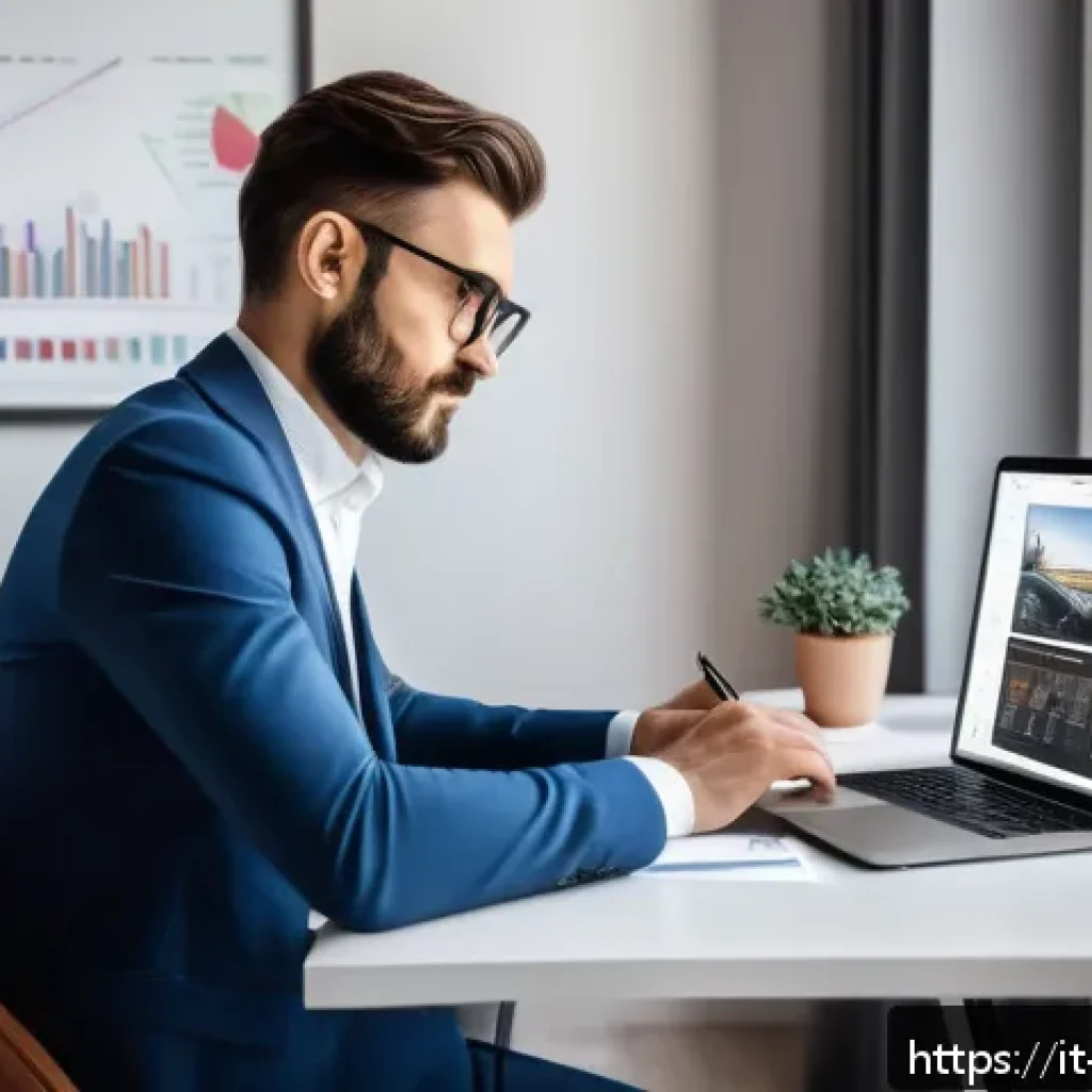 마케팅관리사 자격증을 활용한 프리랜서 일자리 - A professional freelance marketing manager working in a modern, stylish home office in Italy, with a...