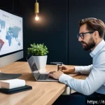마케팅관리사 시험에서 자주 언급되는 법령 - A professional marketing manager in a modern Italian office setting, thoughtfully reviewing GDPR com...