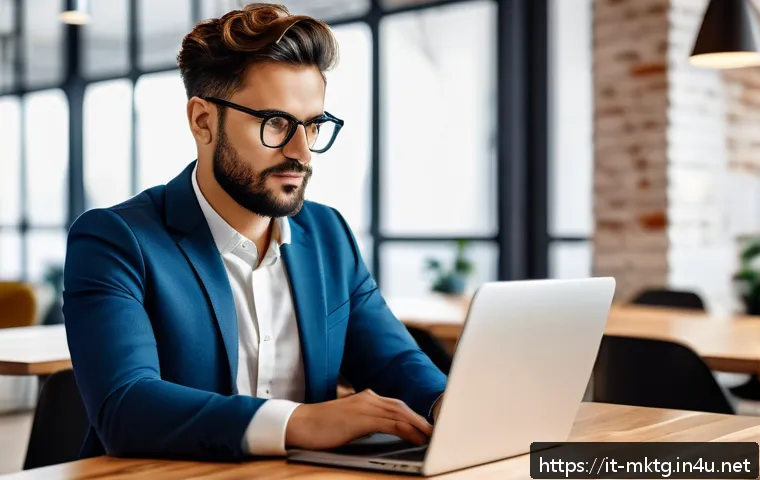 마케팅관리사 자격증 취득 후 프리랜서 가능성 - A confident Italian freelance marketing manager in a modern co-working space, dressed in smart casua...
